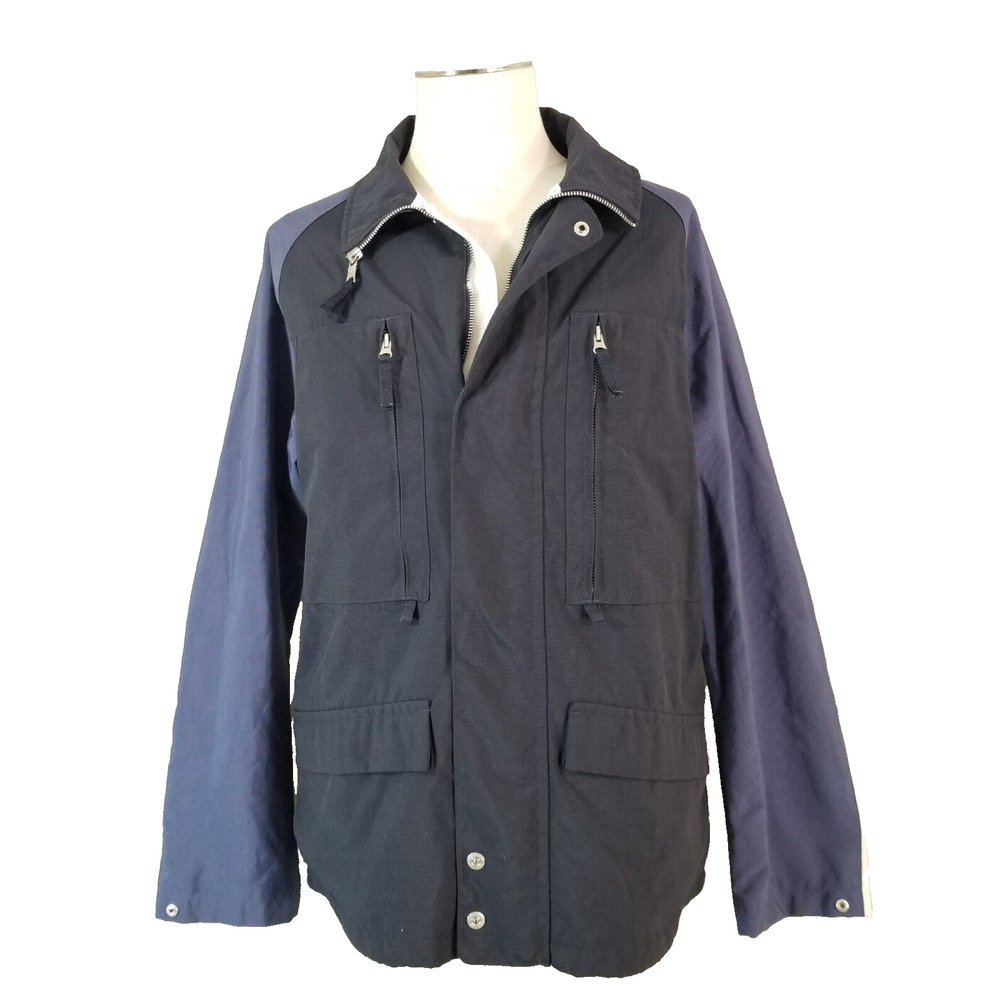 Nautica Windbreaker Jacket Mens L Black Colorblock Nylon Sailing Outdoor